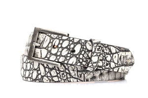Bony Croc Calf Belt with Antique Silver Buckle