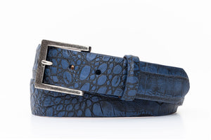 Bony Croc Calf Belt with Antique Silver Buckle
