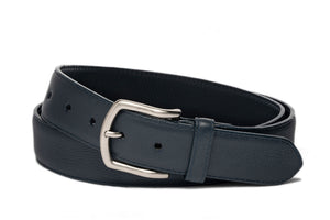 High Pebbled Calf Soft Construction Belt with Brushed Nickel Buckle