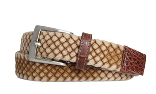 Cloth Weave Belt with Croc Tabs and Brushed Nickel Buckle