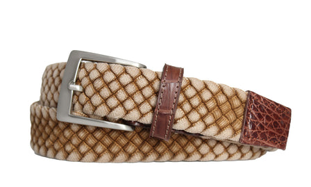 Cloth Weave Belt with Croc Tabs and Brushed Nickel Buckle