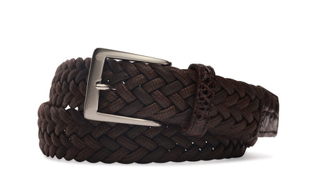 Cloth Weave Belt with Croc Tabs and Brushed Nickel Buckle