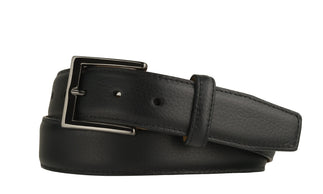 Pebbled Calf Belt with Glossy Gunmetal Buckle