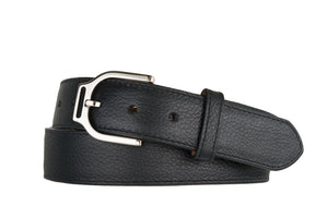 Pebbled Calf Belt with Nickle Stirrup Buckle