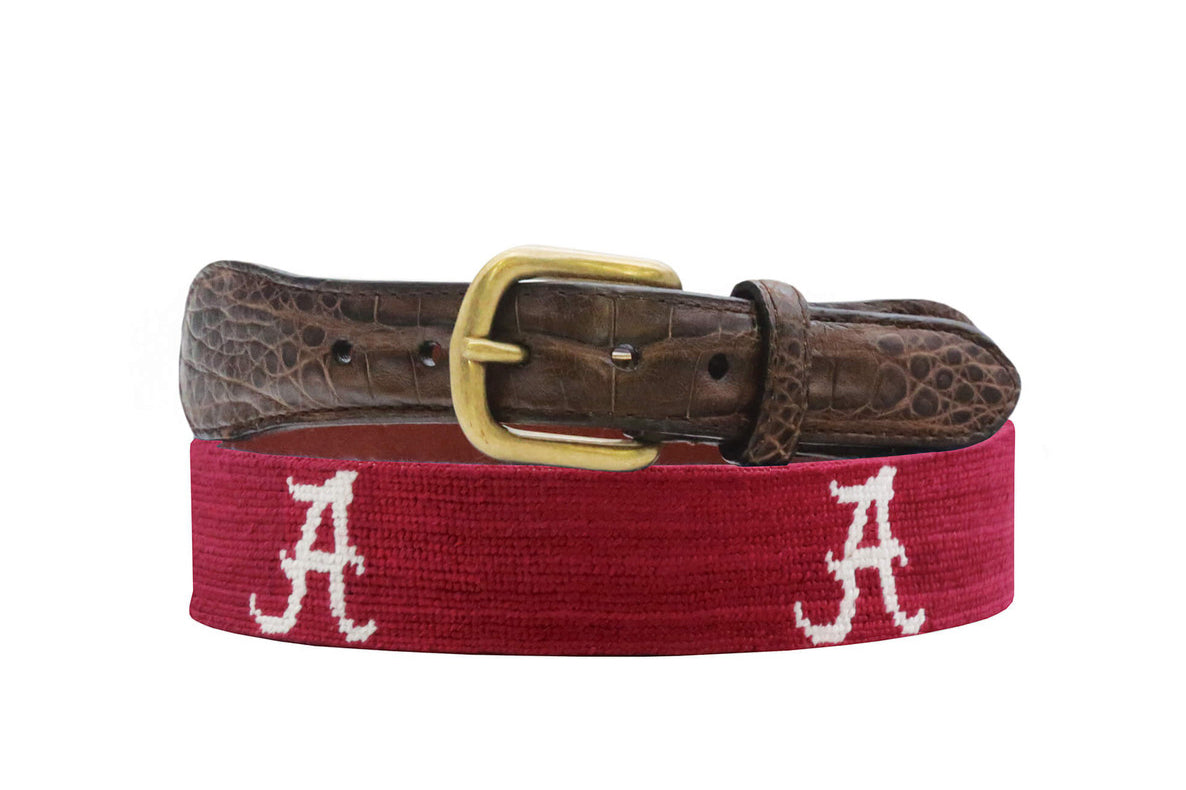 Smathers & Branson Alabama Croc Tab Needlepoint Belt