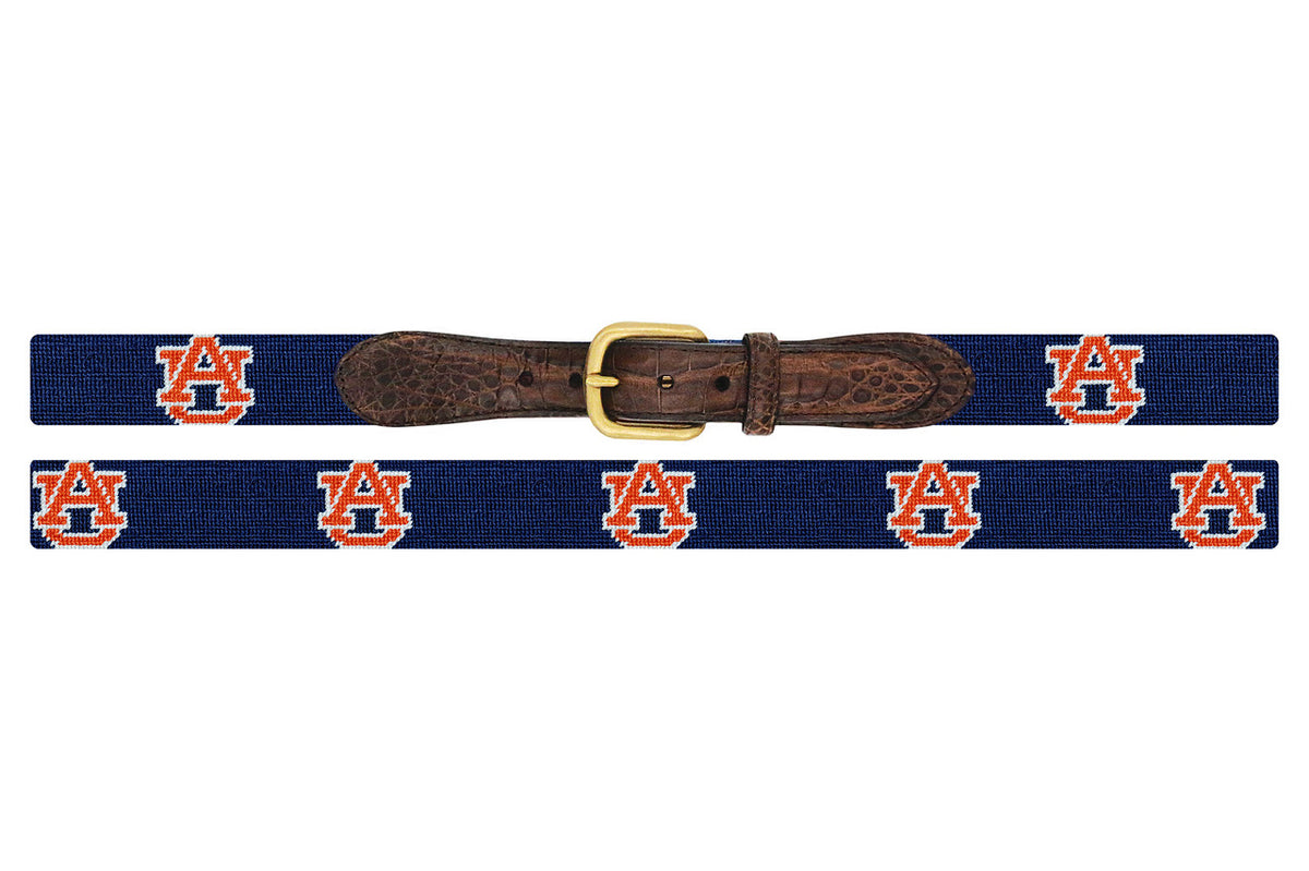 Smathers & Branson Auburn Croc Tab Needlepoint Belt