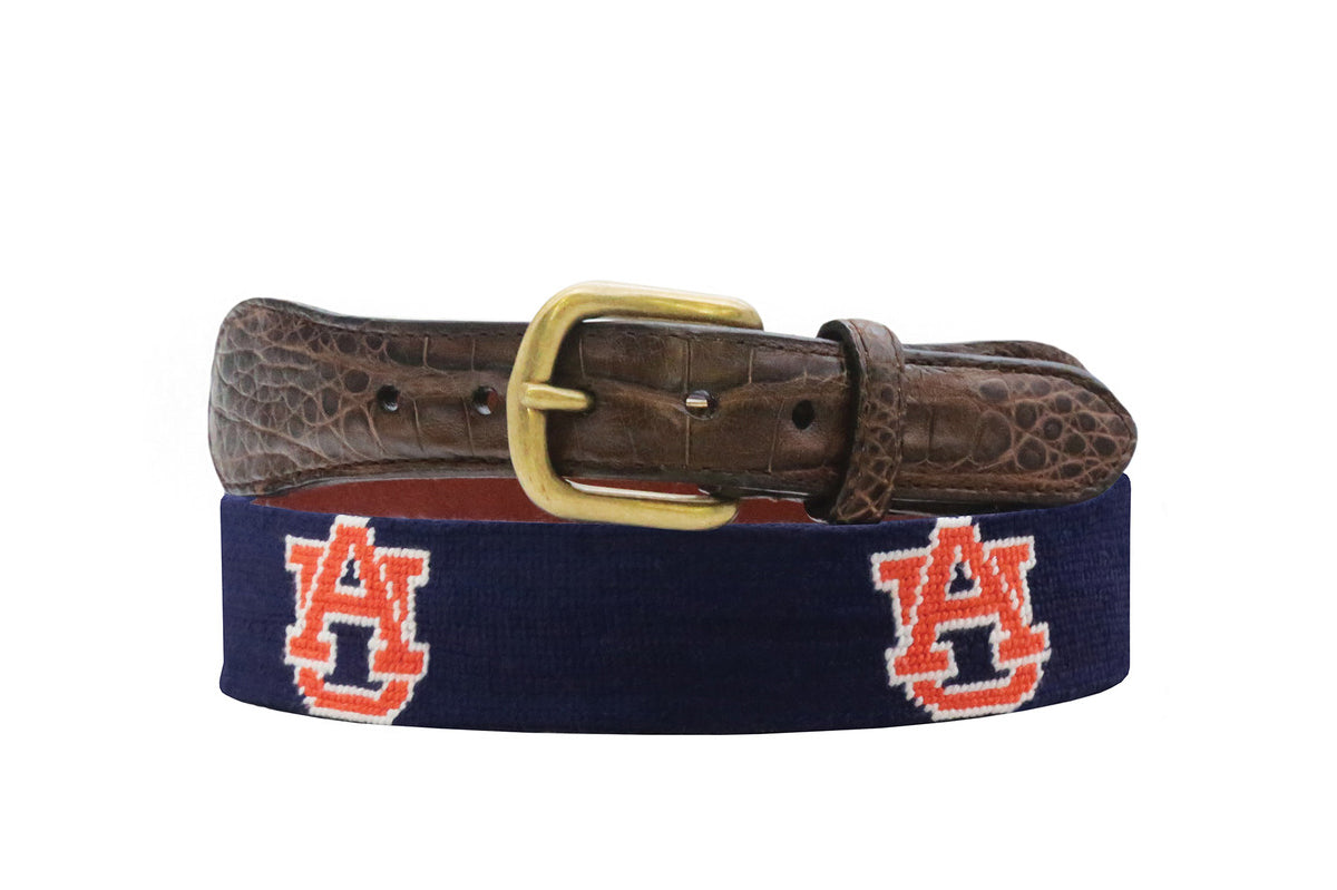 Smathers & Branson Auburn Croc Tab Needlepoint Belt