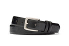 Black Ostrich Leg Belt with Nickel Buckle — w.kleinberg