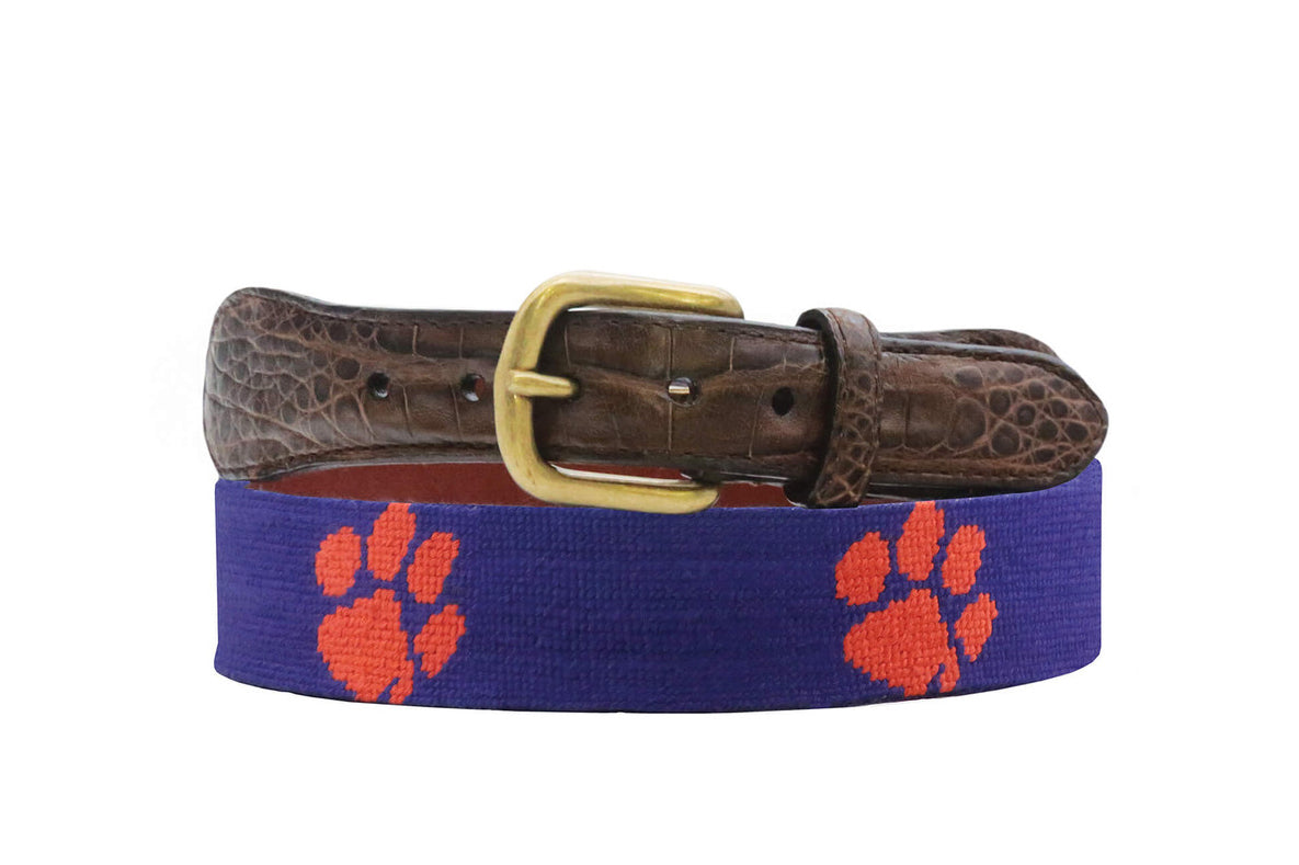 Smathers & Branson Clemson Croc Tab Needlepoint Belt