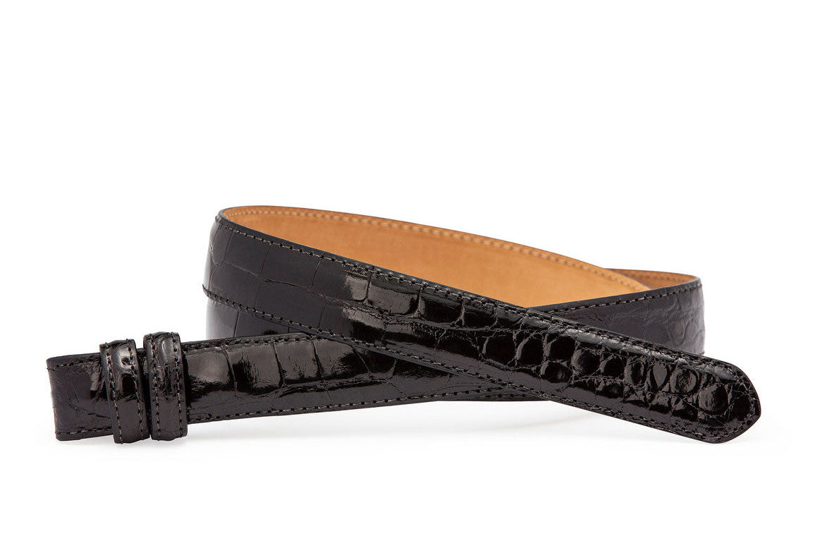 1" Glazed Alligator Slide Belt (No Holes) Strap for Compression Buckles Only
