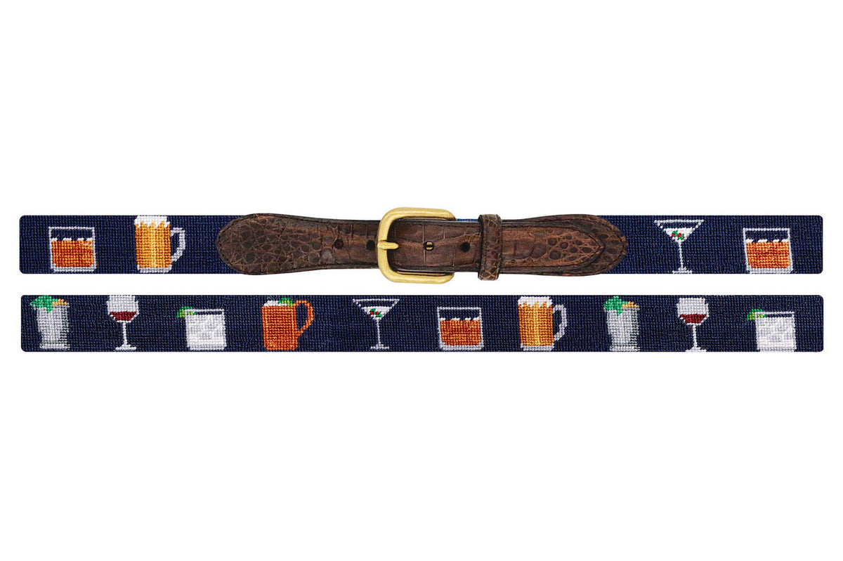 Smathers & Branson Gentleman's Drinks Croc Tabs Needlepoint Belts