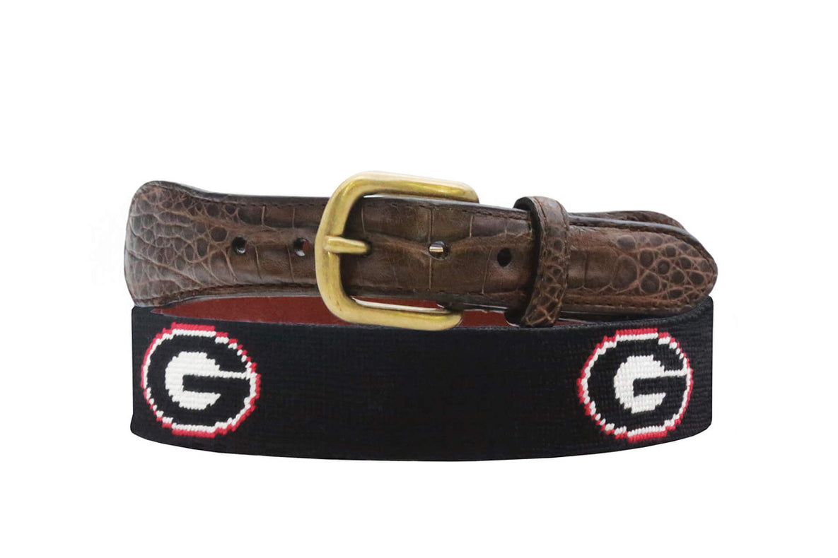 Smathers & Branson Georgia Croc Tab Needlepoint Belt