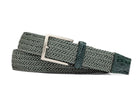 Green Stripe Stretch Belt with Crocodile Tabs w.kleinberg