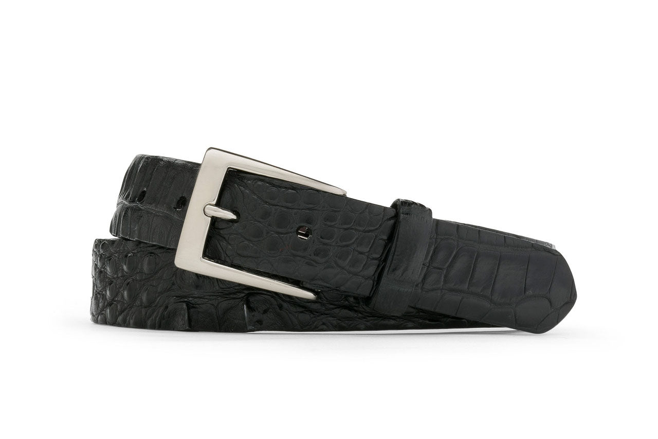 Extra-Long Hornback Alligator Belt with Brushed Nickel Buckle