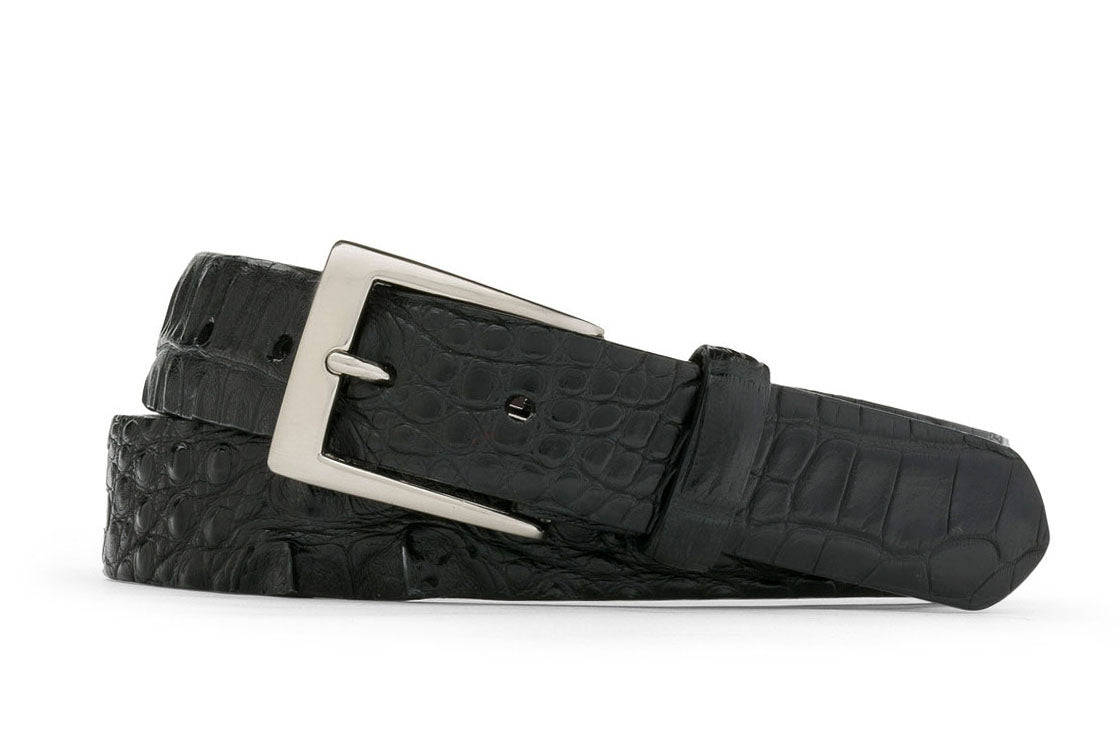 Hornback Alligator Belt with Brushed Nickel Buckle