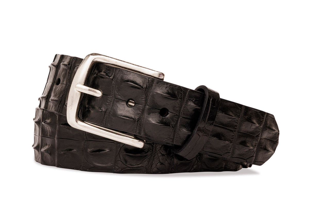 1-3/8&quot; Hornback Crocodile Belt with Brushed Nickel Buckle