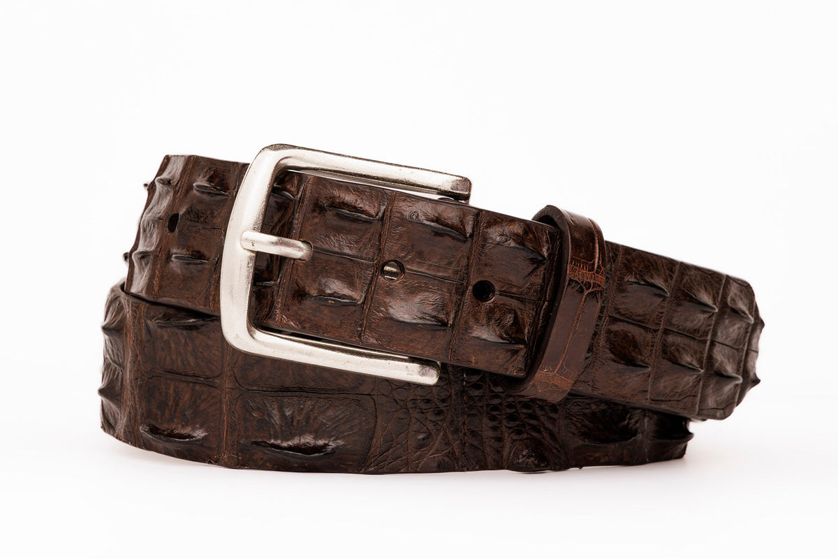 1-3/8&quot; Hornback Crocodile Belt with Brushed Nickel Buckle
