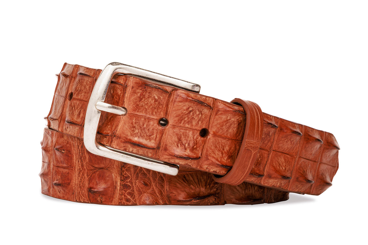 1-3/8&quot; Hornback Crocodile Belt with Brushed Nickel Buckle