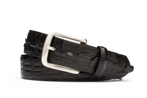 Hornback Alligator Tail Belt with Nickel Buckle - w.kleinberg