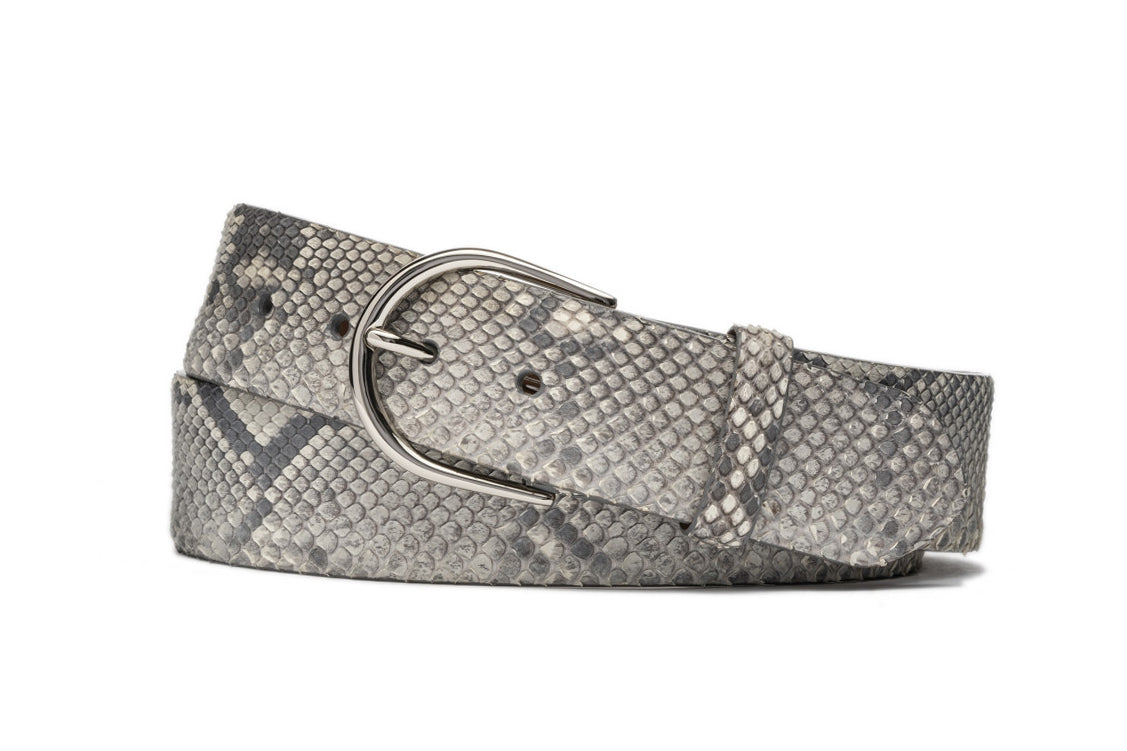 Python Belt with Brushed Gold or Nickel Buckle