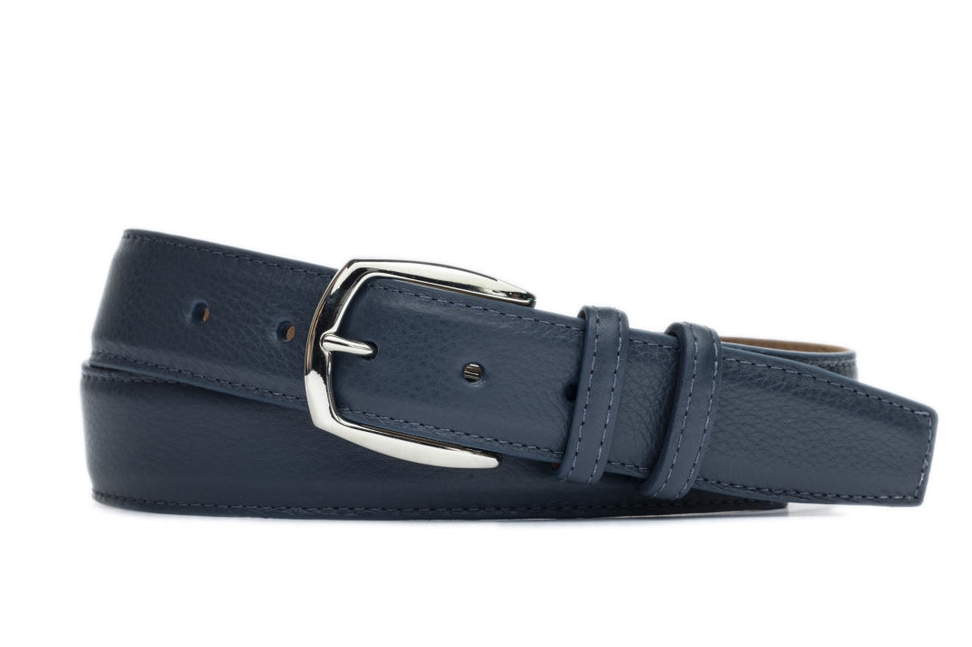 Pebbled Calf Belt with Nickel Buckle