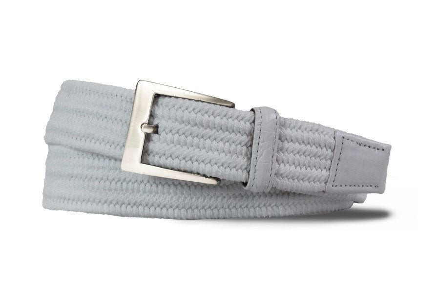Solid Stretch Belt with Crocodile Tabs and Brushed Nickel Buckle -  w.kleinberg