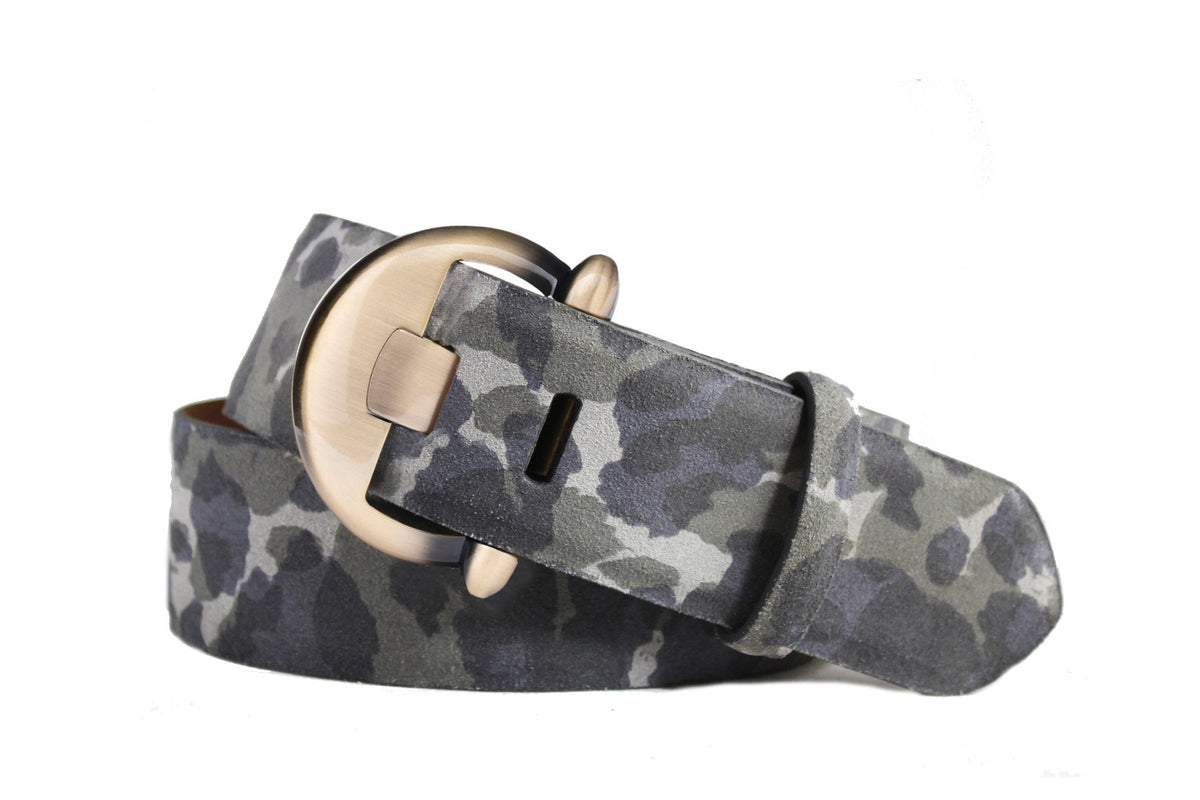 Sueded Camo Belt with Brass Buckle