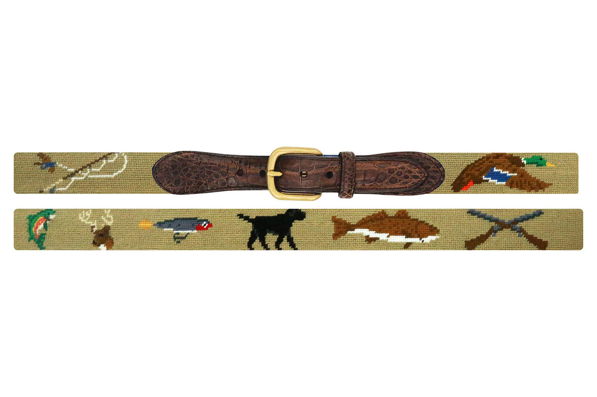 Smathers & Branson Southern Sportsman Croc Tab Needlepoint Belt