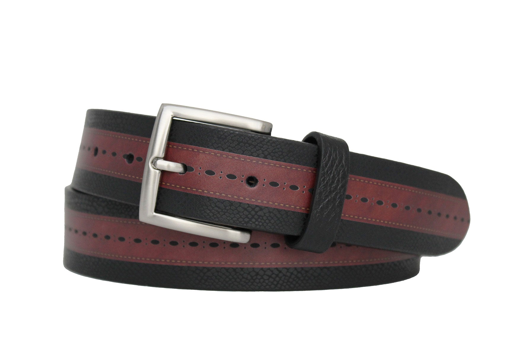 W.Kleinberg Luxury Textured Italian Runway Calf Leather Dress Belts - Runway design print Buckle in 1-3/8"