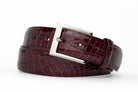 w.kleinberg 1-3/8 inch glazed American alligator belt with 2 nickel and gold buckles