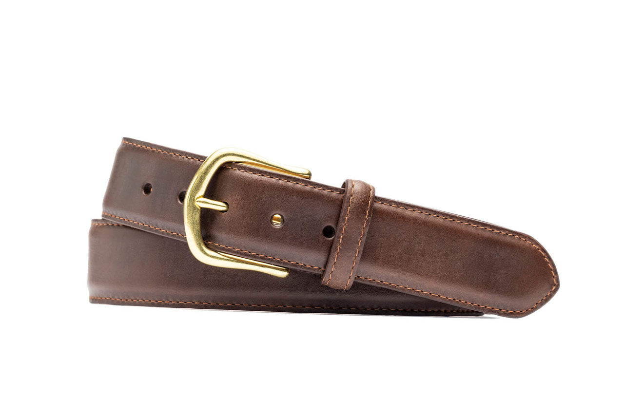 w.kleinberg Horween Chromexcel belt in brown with natural solid brass buckle made in USA