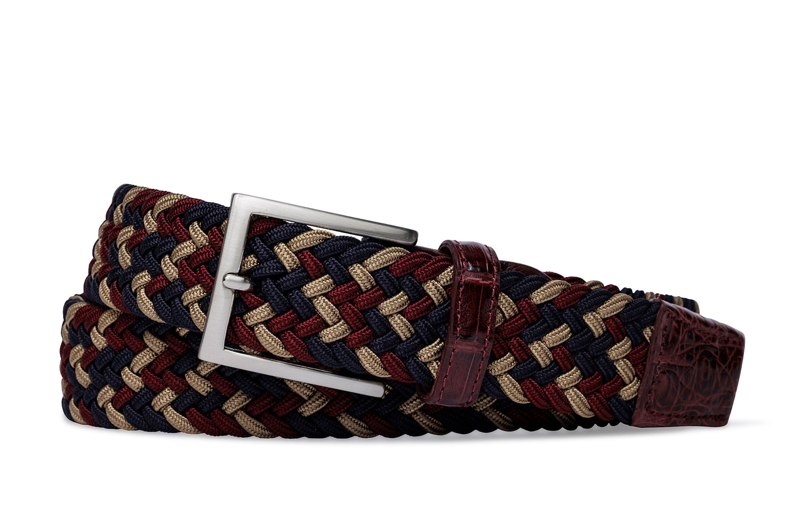 w.kleinberg sport stretch belt with crocodile tabs and brushed nickel buckle