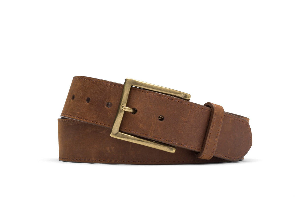 Oiled Calf Belt with Brass Buckle