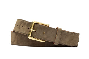 Nubuck Belt with Natural Brass Roller Buckle