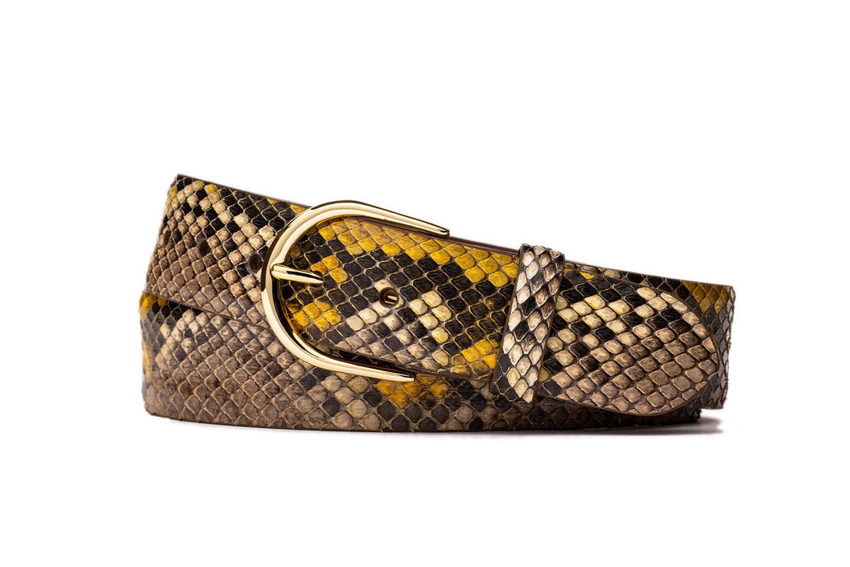 Python Belt with Brushed Gold Buckle