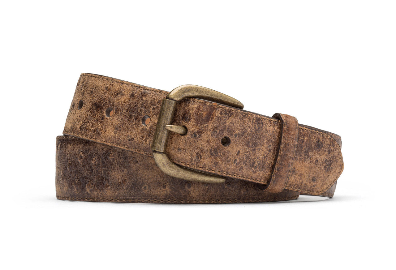 Vintage Embossed Ostrich Belt with Antique Buckle - w.kleinberg