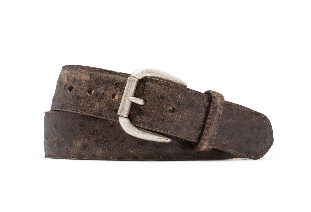 Vintage Embossed Ostrich Belt with Antique Buckle - w.kleinberg