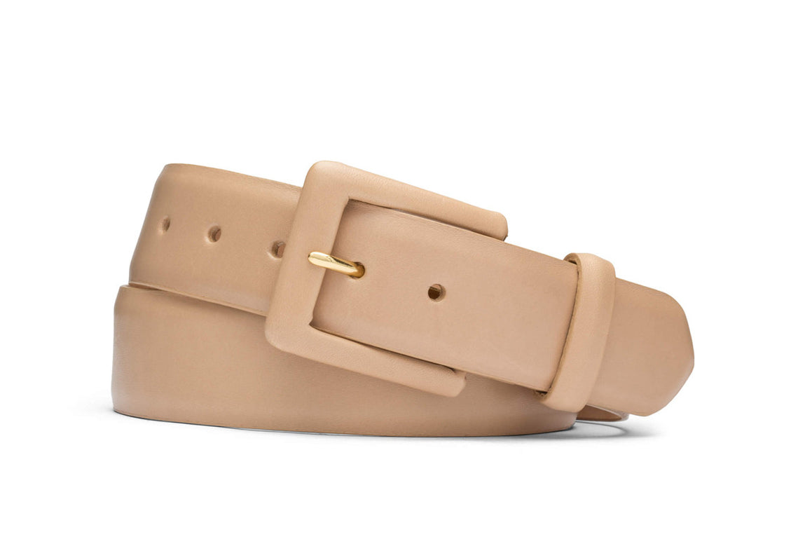 Semi-Matte Calf Belt with Covered Buckle