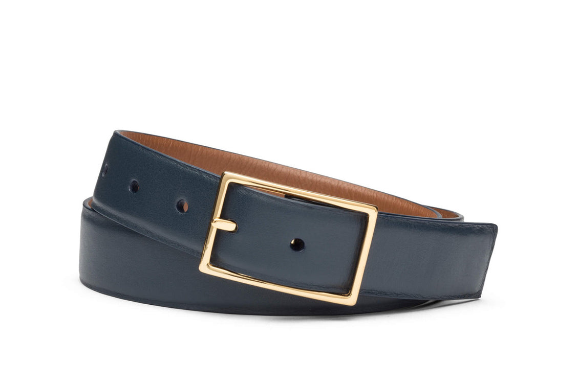 Reversible Calf Belt with Gold Buckle
