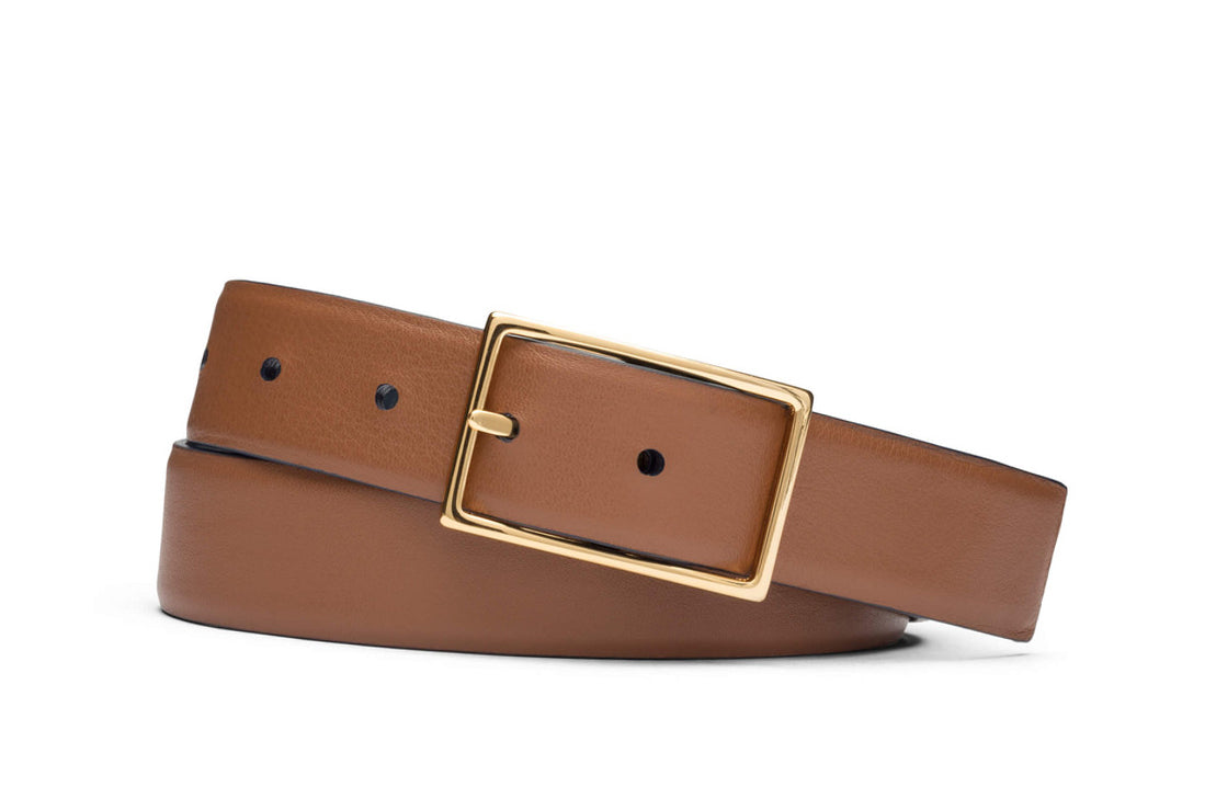 Reversible Calf Belt with Gold Buckle