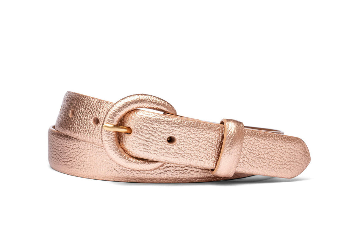 Metallic Calf Belt with Covered Buckle