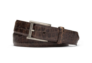 Distressed Embossed Crocodile Belt with Antique Buckle