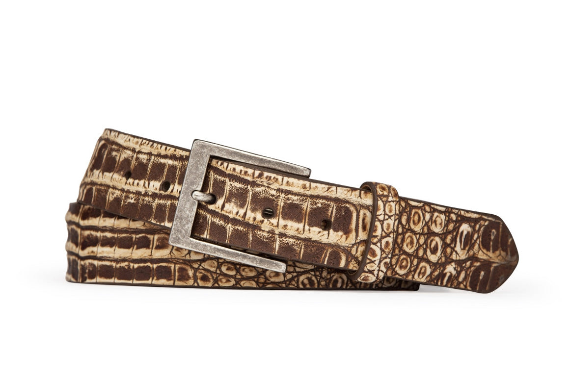 Vintage Crocodile Belt with Antique Nickel Buckle