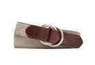 Suede and Caiman Crocodile Belt with O-ring Buckles - Tan