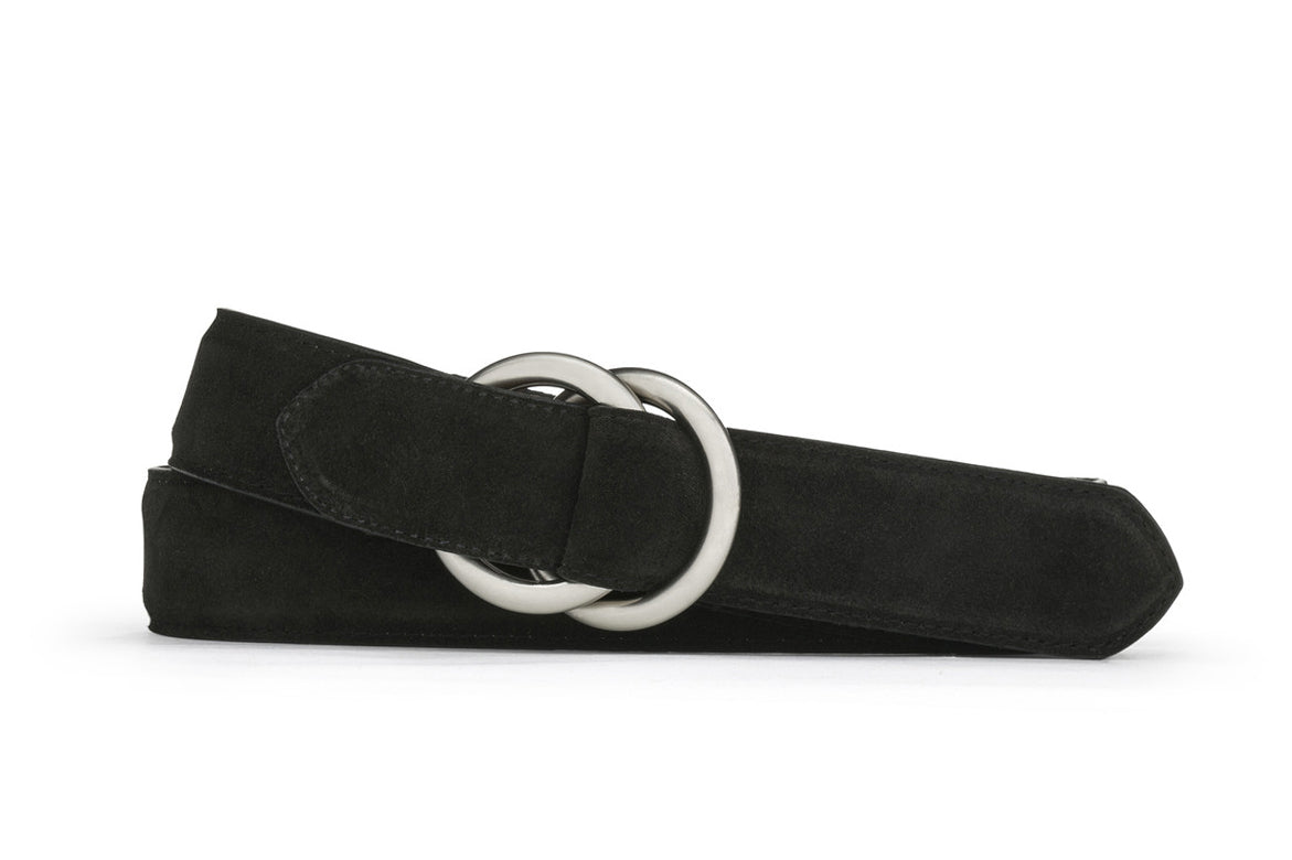 Suede Belt with O-ring Buckles