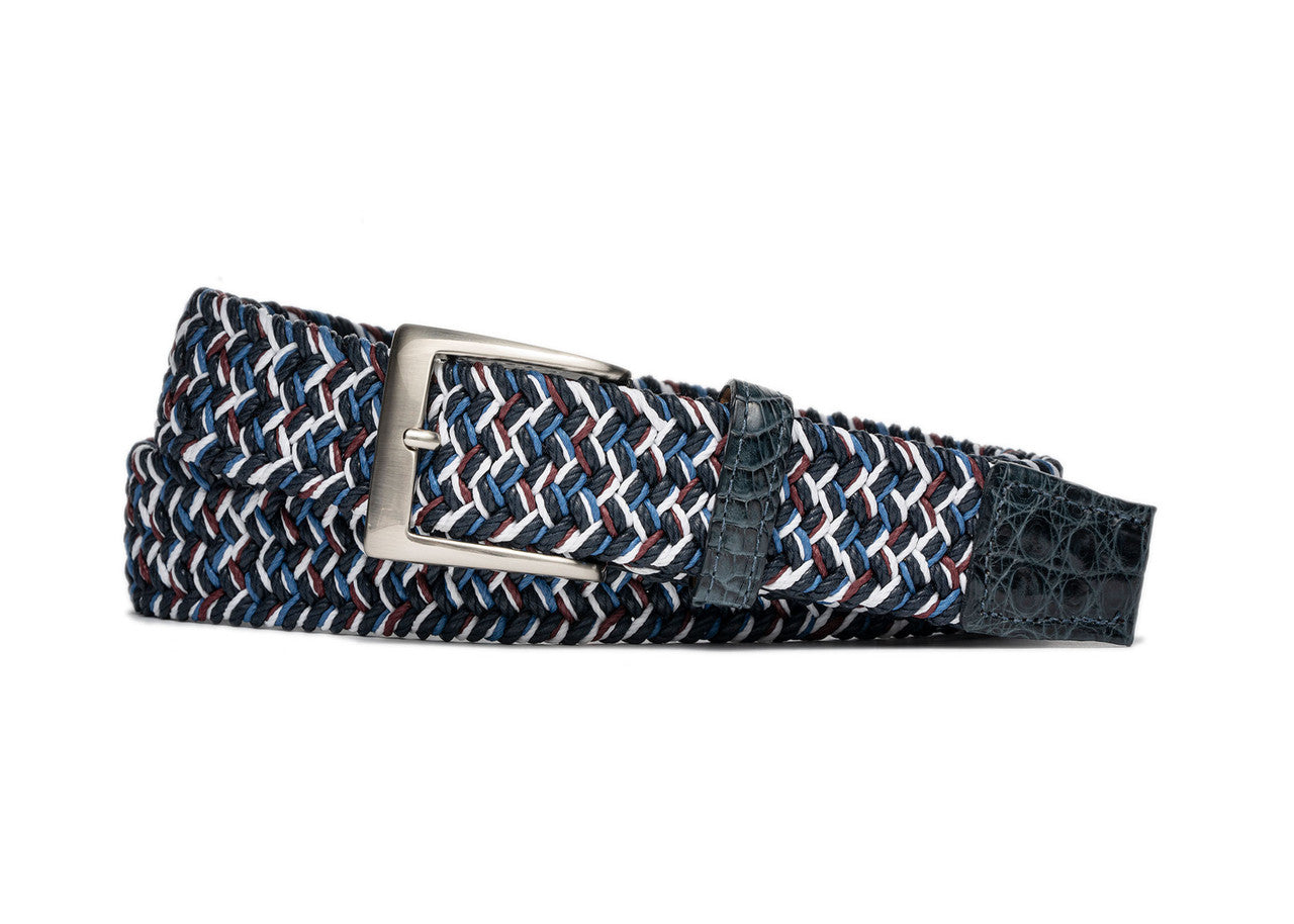 Marine Stretch Belt with Croc Tabs and Brushed Nickel Buckle