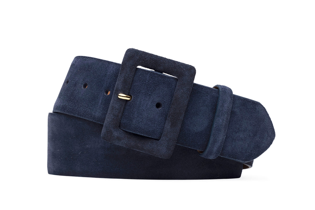 Suede Calf Belt with Covered Buckle