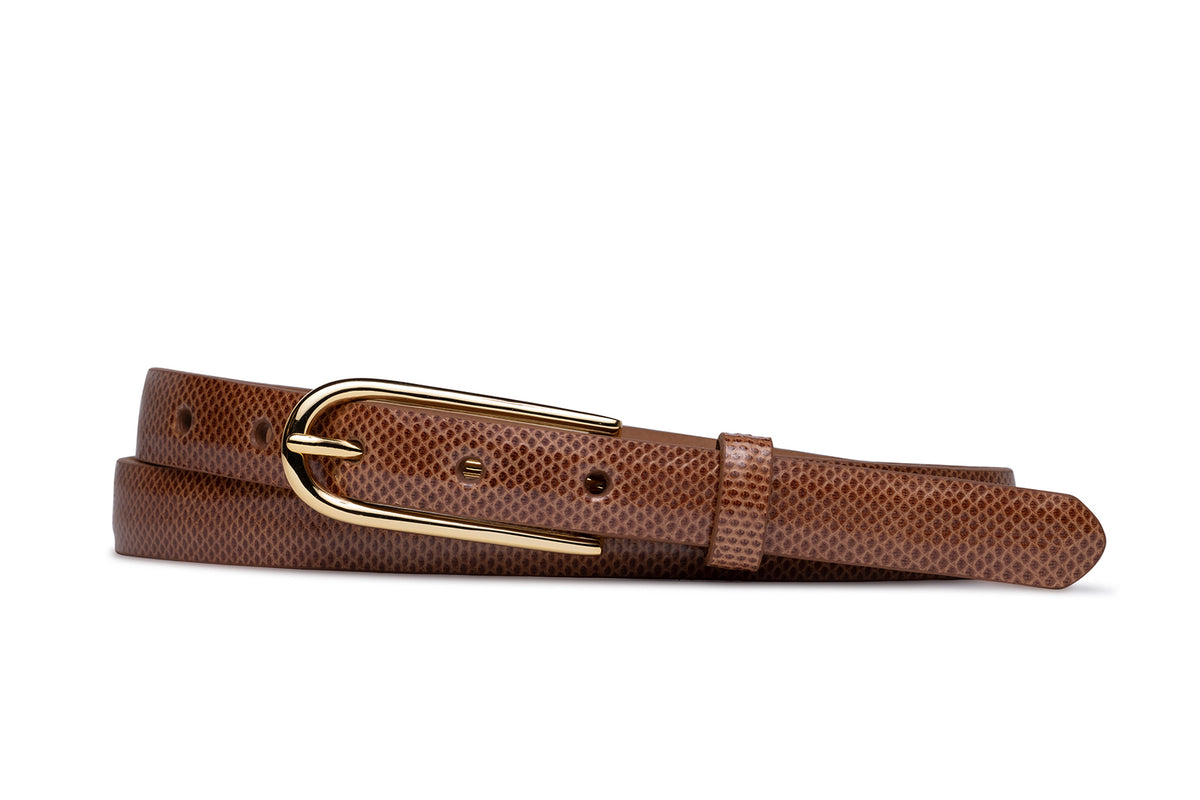 Skinny Karung Belt with Long Gold Buckle