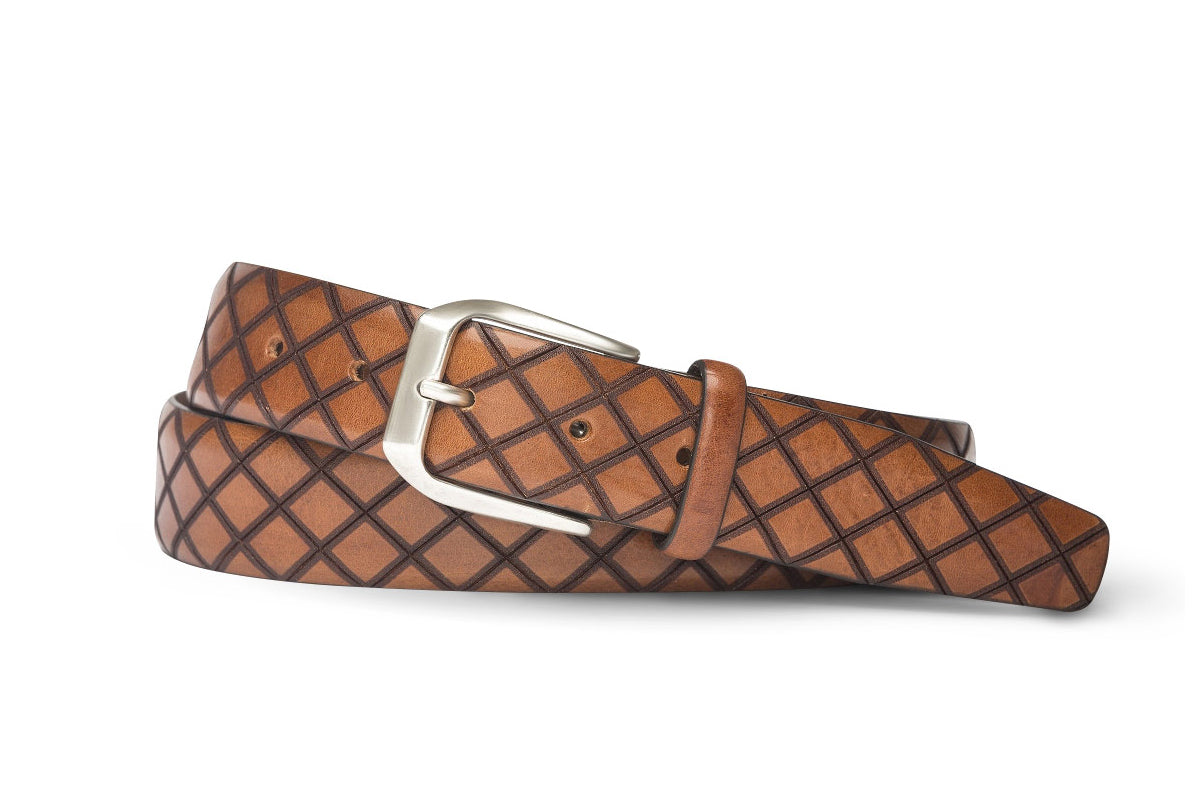 Brown calf leather braided belt