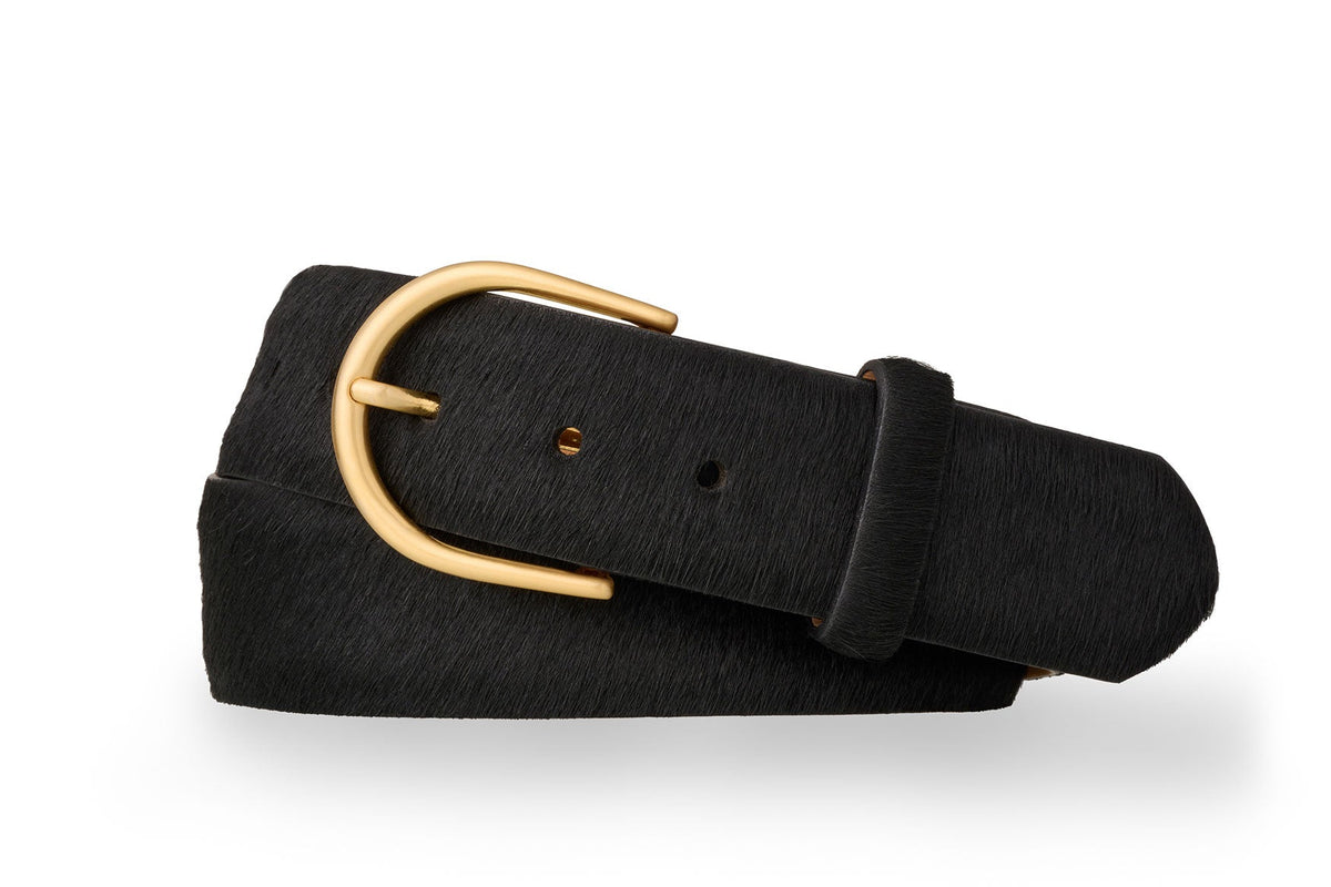 1-1/2&quot; Calf Hair Belt with Round Buckle